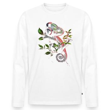 Caméléon Animal Amoureux des animaux Casque Reptiles - T-shirt manches longues Premium bio Homme - blanc - Devant - Nico (187cm)