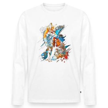 Drôle Renard Renard Art Animal Nature Animaux Animaux Sauvages - T-shirt manches longues Premium bio Homme - blanc - Devant - Nico (187cm)
