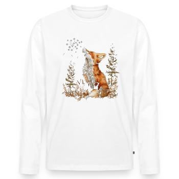 Drôle Renard Renard Art Animal Nature Animaux Animaux Sauvages - T-shirt manches longues Premium bio Homme - blanc - Devant - Nico (187cm)