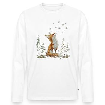 Drôle Renard Renard Art Animal Nature Animaux Animaux Sauvages - T-shirt manches longues Premium bio Homme - blanc - Devant - Nico (187cm)