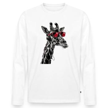 Girafe motif animal animal amoureux des écouteurs Art - T-shirt manches longues Premium bio Homme - blanc - Devant - Nico (187cm)