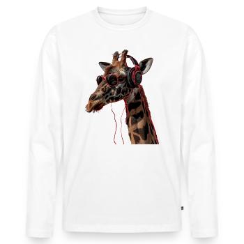 Girafe motif animal animal amoureux des écouteurs Art - T-shirt manches longues Premium bio Homme - blanc - Devant - Nico (187cm)