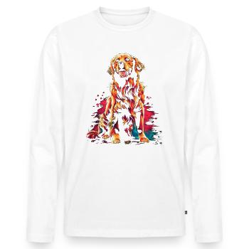 Lustige Golden Retriever Hund Kunst Hundebesitzer - Männer Premium Bio Langarmshirt - Weiß - Vorne - Nico (187cm)
