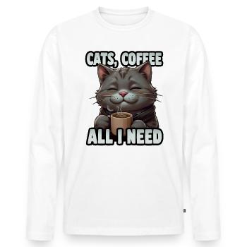Drôle Chat Art Chat Propriétaire Chats Café - T-shirt manches longues Premium bio Homme - blanc - Devant - Nico (187cm)