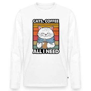 Drôle Chat Art Chat Propriétaire Chats Café - T-shirt manches longues Premium bio Homme - blanc - Devant - Nico (187cm)