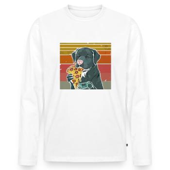 Funny Dog Gaming Pizza Gamer Gamer Gaming - Men's Premium Organic Long Sleeve Shirt - white - Front - Nico (187cm)