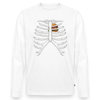 Funny Skeleton Burger Love Costume Halloween - Men's Premium Organic Long Sleeve Shirt - white - Front - Nico (187cm)