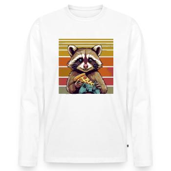 Funny Raccoon Gaming Pizza Gamer Gamer Gaming - Men's Premium Organic Long Sleeve Shirt - white - Front - Nico (187cm)