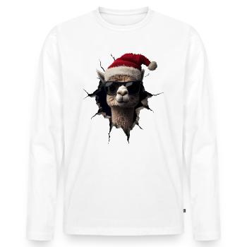 Alpaka Züchter Lama Weihnachten Weihnachts Alpaka - Männer Premium Bio Langarmshirt - Weiß - Vorne - Nico (187cm)