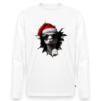 Alpaka Züchter Lama Weihnachten Weihnachts Alpaka - Männer Premium Bio Langarmshirt - Weiß - Vorne - Nico (187cm)