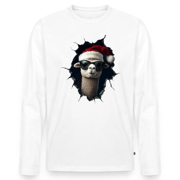 Alpaka Züchter Lama Weihnachten Weihnachts Alpaka - Männer Premium Bio Langarmshirt - Weiß - Vorne - Nico (187cm)