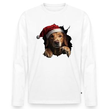 Chien propriétaire chiens Noël Noël chien - T-shirt manches longues Premium bio Homme - blanc - Devant - Nico (187cm)