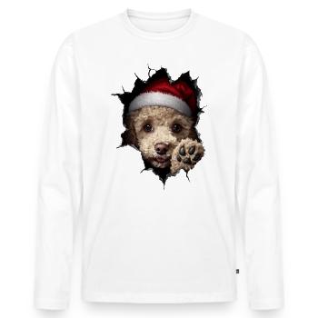 Chien propriétaire chiens Noël Noël chien - T-shirt manches longues Premium bio Homme - blanc - Devant - Nico (187cm)