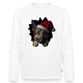 Chien propriétaire chiens Noël Noël chien - T-shirt manches longues Premium bio Homme - blanc - Devant - Nico (187cm)