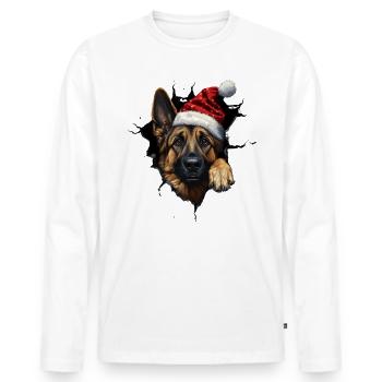 Chien propriétaire chiens Noël Noël chien - T-shirt manches longues Premium bio Homme - blanc - Devant - Nico (187cm)