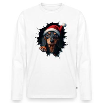 Chien propriétaire chiens Noël Noël chien - T-shirt manches longues Premium bio Homme - blanc - Devant - Nico (187cm)