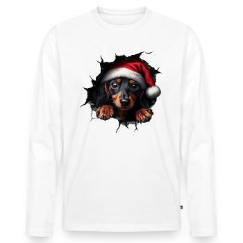 Chien propriétaire chiens Noël Noël chien - T-shirt manches longues Premium bio Homme - blanc - Devant - Nico (187cm)