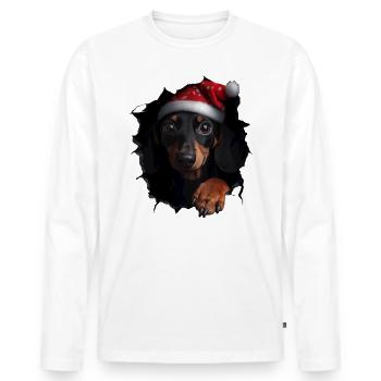 Chien propriétaire chiens Noël Noël chien - T-shirt manches longues Premium bio Homme - blanc - Devant - Nico (187cm)