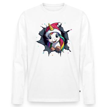 Licorne drôle Licornes de Noël Licorne - T-shirt manches longues Premium bio Homme - blanc - Devant - Nico (187cm)