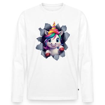 Licorne drôle Licornes de Noël Licorne - T-shirt manches longues Premium bio Homme - blanc - Devant - Nico (187cm)
