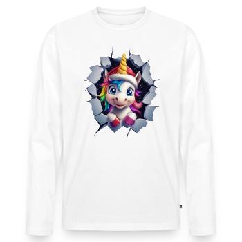 Licorne drôle Licornes de Noël Licorne - T-shirt manches longues Premium bio Homme - blanc - Devant - Nico (187cm)