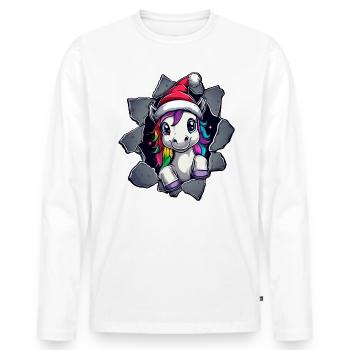 Licorne drôle Licornes de Noël Licorne - T-shirt manches longues Premium bio Homme - blanc - Devant - Nico (187cm)