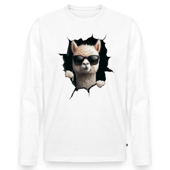 Funny Alpaca Alpaca Lover Cute Zoo Animals - Men's Premium Organic Long Sleeve Shirt - white - Front - Nico (187cm)