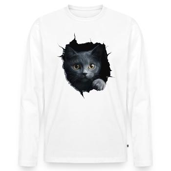 Funny Cats Cat Owner Cute Cat Pet - Men's Premium Organic Long Sleeve Shirt - white - Front - Nico (187cm)