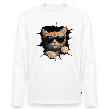 Funny Cats Cat Owner Cute Cat Pet - Men's Premium Organic Long Sleeve Shirt - white - Front - Nico (187cm)