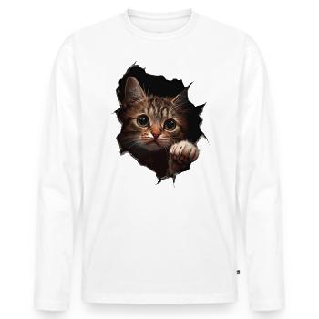 Funny Cats Cat Owner Cute Cat Pet - Men's Premium Organic Long Sleeve Shirt - white - Front - Nico (187cm)