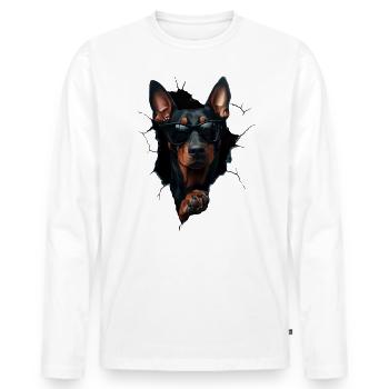 Drôle de chien propriétaire Chien mignon Doberman - T-shirt manches longues Premium bio Homme - blanc - Devant - Nico (187cm)