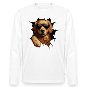 Drôle de chiens Propriétaire de chien Chien mignon Retriever - T-shirt manches longues Premium bio Homme - blanc - Devant - Nico (187cm)