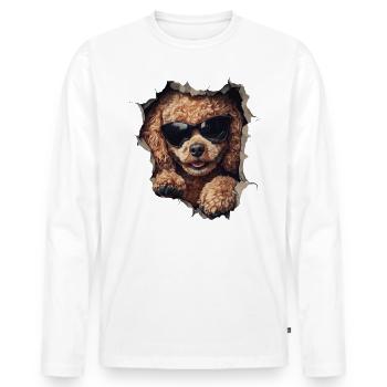Drôle de chien propriétaire Chien mignon caniche - T-shirt manches longues Premium bio Homme - blanc - Devant - Nico (187cm)