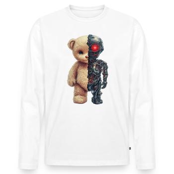 Robot Drôle Tech Ours En Peluche Cyborg Animal Ours - T-shirt manches longues Premium bio Homme - blanc - Devant - Nico (187cm)