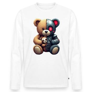 Robot Drôle Tech Ours En Peluche Cyborg Animal Ours - T-shirt manches longues Premium bio Homme - blanc - Devant - Nico (187cm)