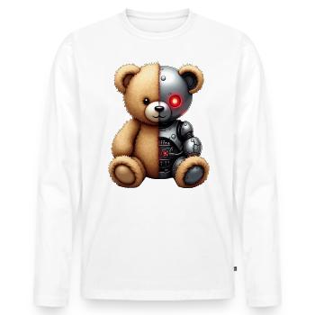 Robot Drôle Tech Ours En Peluche Cyborg Animal Ours - T-shirt manches longues Premium bio Homme - blanc - Devant - Nico (187cm)