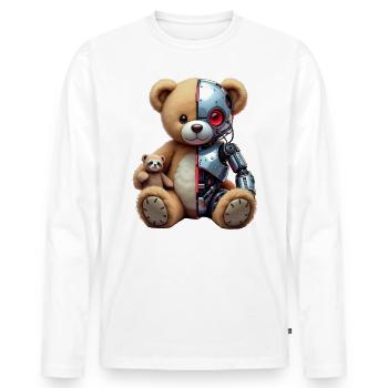 Robot Drôle Tech Ours En Peluche Cyborg Animal Ours - T-shirt manches longues Premium bio Homme - blanc - Devant - Nico (187cm)