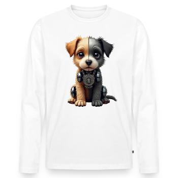 Funny Robot Dog Cyborg Animal AI Dog Robot - Men's Premium Organic Long Sleeve Shirt - white - Front - Nico (187cm)