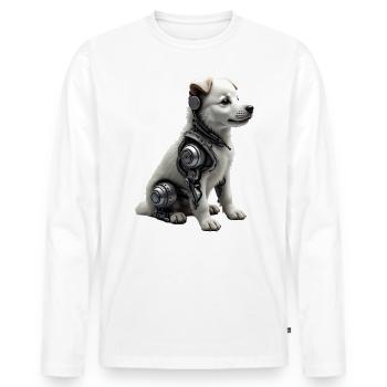 Funny Robot Dog Cyborg Animal AI Dog Robot - Men's Premium Organic Long Sleeve Shirt - white - Front - Nico (187cm)