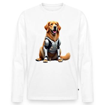 Funny Robot Dog Cyborg Animal AI Dog Robot - Men's Premium Organic Long Sleeve Shirt - white - Front - Nico (187cm)