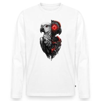 Drôle Robot Art Perroquet Cyborg Oiseau Perroquet - T-shirt manches longues Premium bio Homme - blanc - Devant - Nico (187cm)