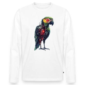 Drôle Robot Art Perroquet Cyborg Oiseau Perroquet - T-shirt manches longues Premium bio Homme - blanc - Devant - Nico (187cm)