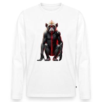 Drôle Robot Art Singe Cyborg Animal AI Monkey - T-shirt manches longues Premium bio Homme - blanc - Devant - Nico (187cm)