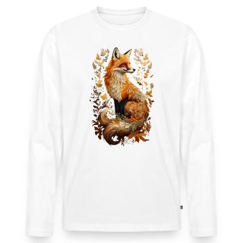 Renard amoureux des bois fleurs Art Renards Renard mignon - T-shirt manches longues Premium bio Homme - blanc - Devant - Nico (187cm)