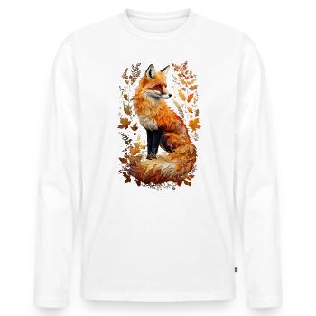 Renard amoureux des bois fleurs Art Renards Renard mignon - T-shirt manches longues Premium bio Homme - blanc - Devant - Nico (187cm)