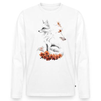 Renard amoureux des bois fleurs Art Renards Renard mignon - T-shirt manches longues Premium bio Homme - blanc - Devant - Nico (187cm)