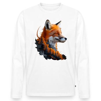 Renard amoureux des bois fleurs Art Renards Renard mignon - T-shirt manches longues Premium bio Homme - blanc - Devant - Nico (187cm)