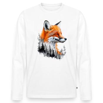 Renard amoureux des bois fleurs Art Renards Renard mignon - T-shirt manches longues Premium bio Homme - blanc - Devant - Nico (187cm)