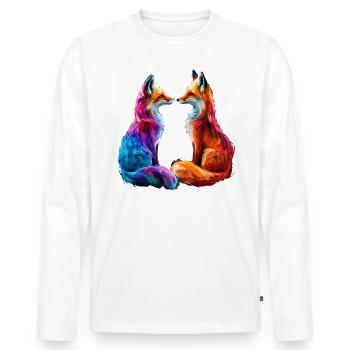 Drôle Renard Renard Art Animal Nature Animaux Animaux Sauvages - T-shirt manches longues Premium bio Homme - blanc - Devant - Nico (187cm)