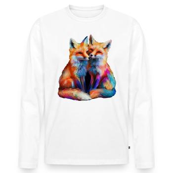 Drôle Renard Renard Art Animal Nature Animaux Animaux Sauvages - T-shirt manches longues Premium bio Homme - blanc - Devant - Nico (187cm)